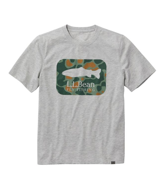 L.L. Bean Men's Fishing Graphic Tee Light Gray