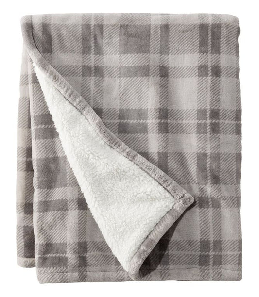 L.L.Bean Wicked Plush Plaid Sherpa Throw