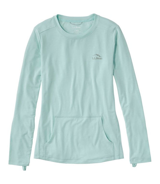 L.L. Bean Women's Tropicwear Comfort Crew Long Sleeve Pale Turquoise