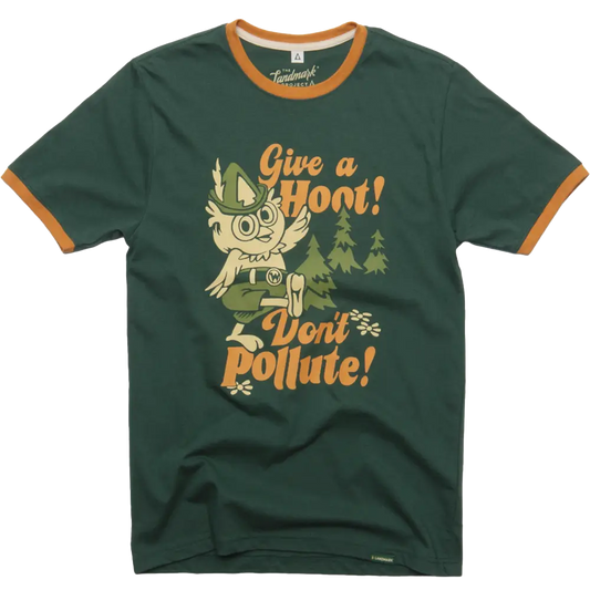 Landmark Project Adult Ringer Tee Short Sleeve Retro Woodsy Owl Spruce Goldenrod