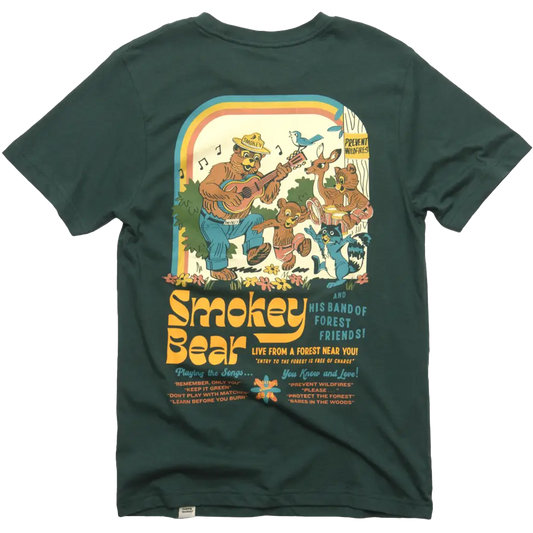 Landmark Project Adult Unisex Short Sleeve Tee Smokey Bear and his Band Spruce Back
