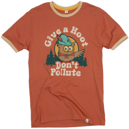 Landmark Project Give A Hoot Unisex Short Sleeve Ringer Tee Spice Fossil