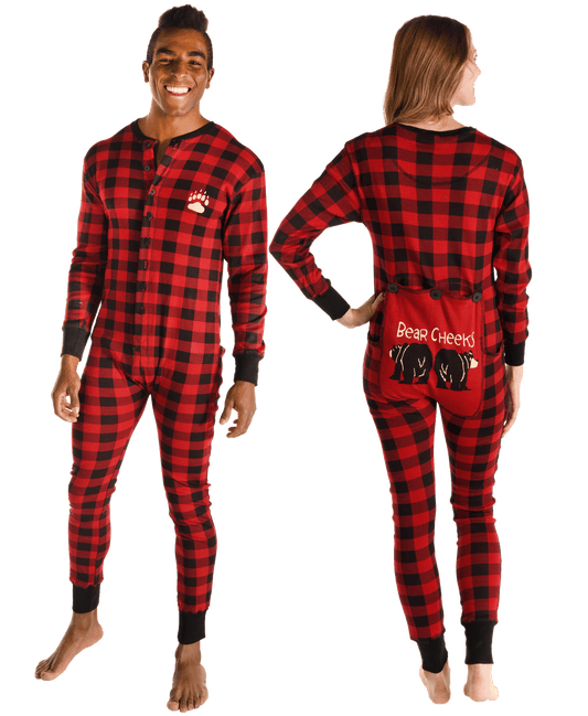 Lazyone Adult Plaid Onesie Flapjack, BEAR CHEEK PLAID