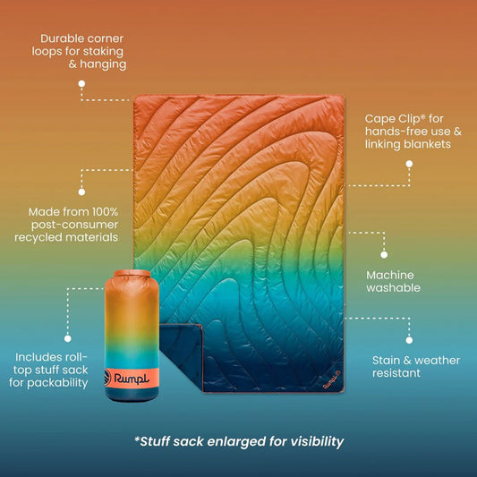Rumpl Original Puffy Blanket 1 Person Baja Fade Specs