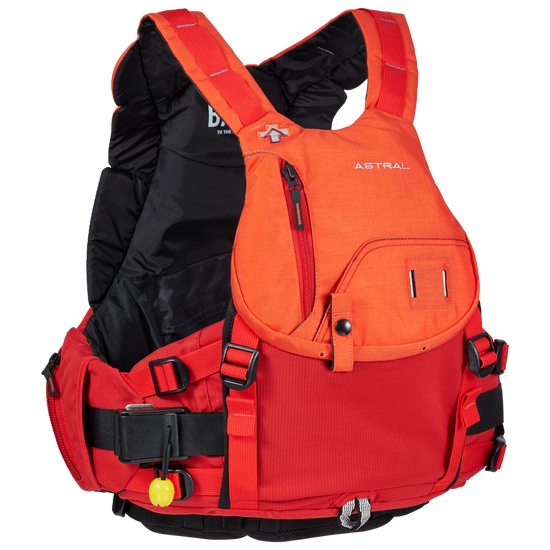 Astral Indus Life Jacket Red Orange Angle