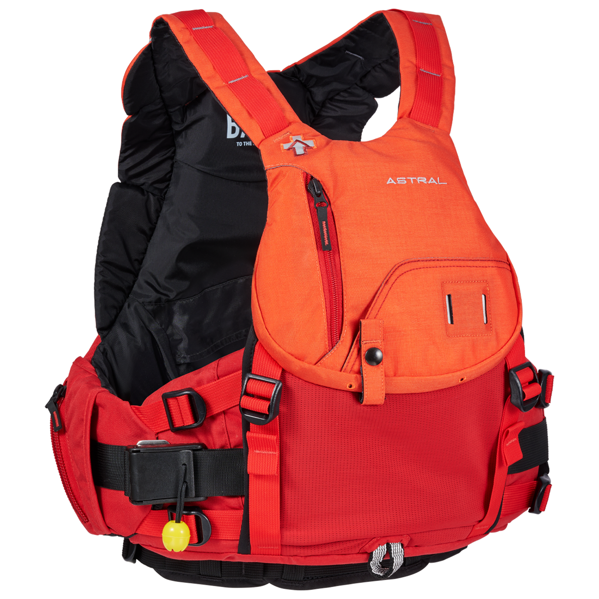 Astral Indus Life Jacket Red Orange Angle