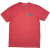 A heathered red short-sleeve t-shirt with a small black and white 'Nantahala Outdoor Center' logo printed on the left chest, shown flat against a white background.