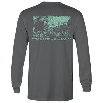 Great Smoky Mountains TN Black Bears Long Sleeve Tee Pepper Back