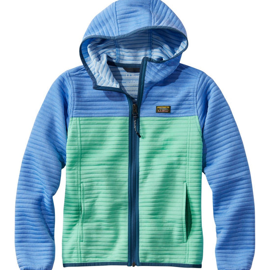L.L. Bean Kid's Airlight Full-Zip Hoodie Colorblock Malibu Blue Brook Green