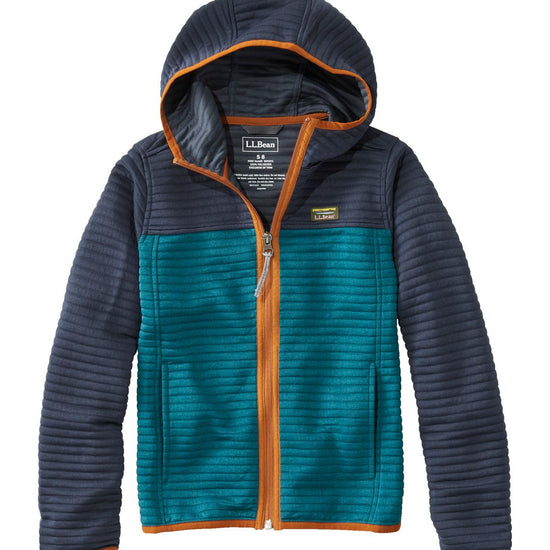 L.L. Bean Kid's Airlight Full-Zip Hoodie Colorblock Deep Turquoise