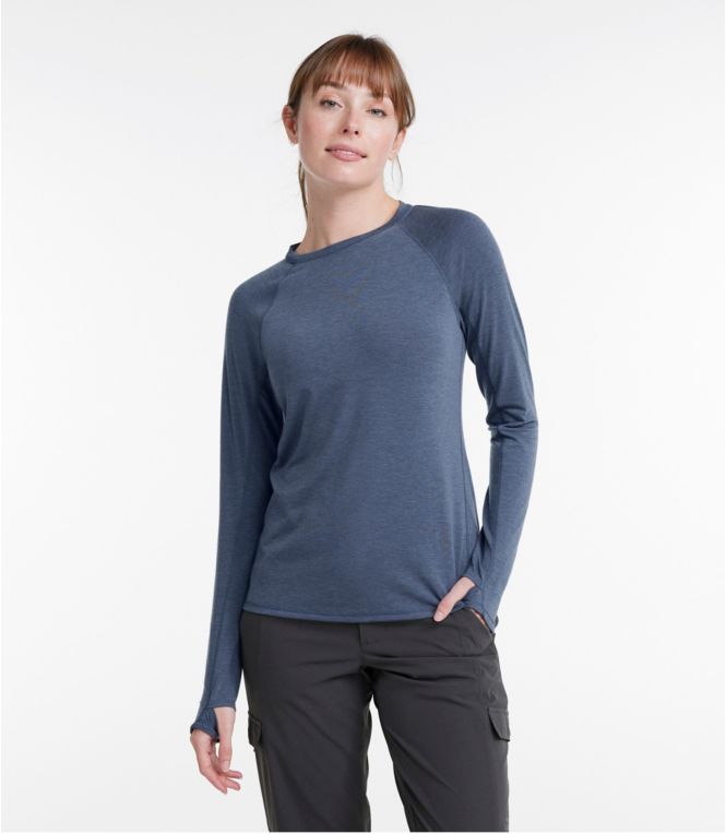 L.L. Bean Women's Everyday SunSmart® Tee, Crewneck Long-Sleeve On Model