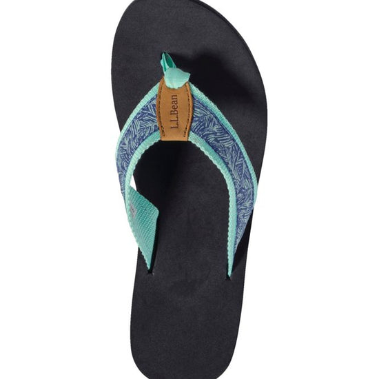 L.L. Bean Women's Original Maine Isle Flip-Flop Motif Blue Water Leaf Top