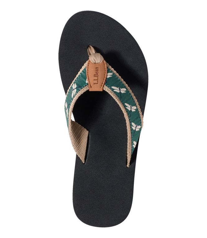 L.L. Bean Women's Original Maine Isle Flip-Flop Motif Dragon Fly Pine Top