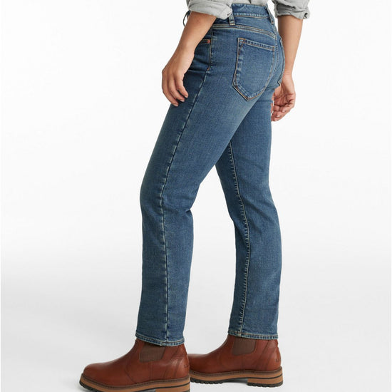 L.L. Bean Women's Signature Lined Boyfriend Jeans, Low-Rise Straight-Leg Flannel-Lined Vintage Indigo