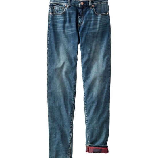 L.L. Bean Women's Signature Lined Boyfriend Jeans, Low-Rise Straight-Leg Flannel-Lined Vintage Indigo
