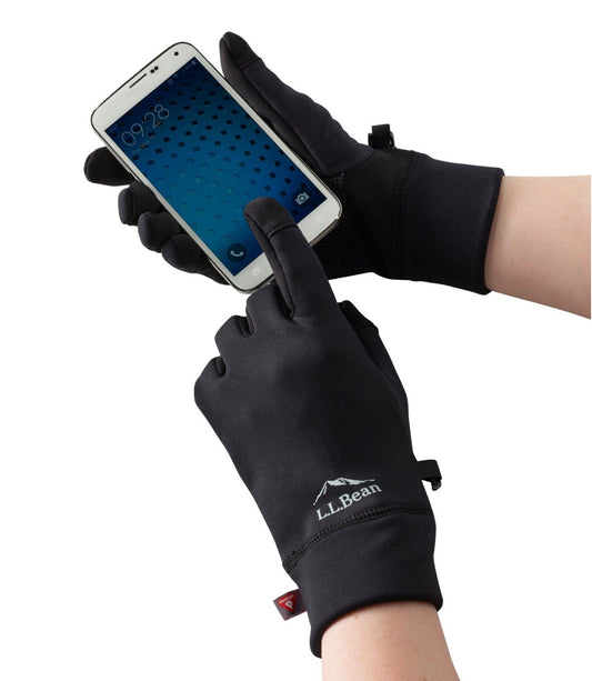 L.L. Bean Men's Primaloft Therma-Stretch Fleece Gloves Black with phone