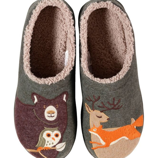 L.L. Bean Women's Daybreak Scuff Motif 2 Dusty Olive Forest Friends