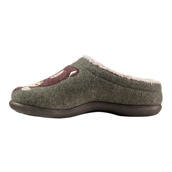 L.L. Bean Women's Daybreak Scuff Motif 2 Dusty Olive Forest Friends Inner Side