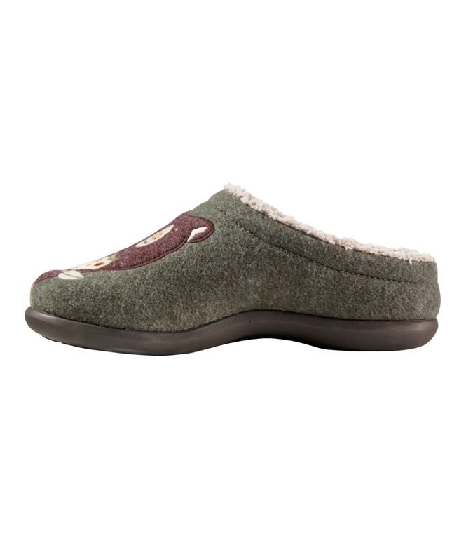 L.L. Bean Women's Daybreak Scuff Motif 2 Dusty Olive Forest Friends Inner Side