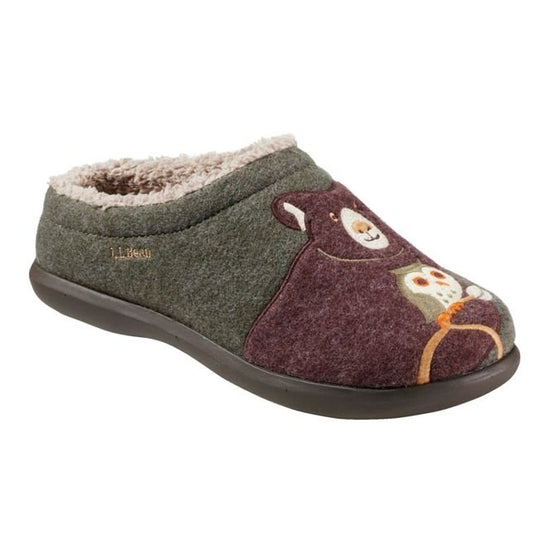 L.L. Bean Women's Daybreak Scuff Motif 2 Dusty Olive Forest Friends Front Side