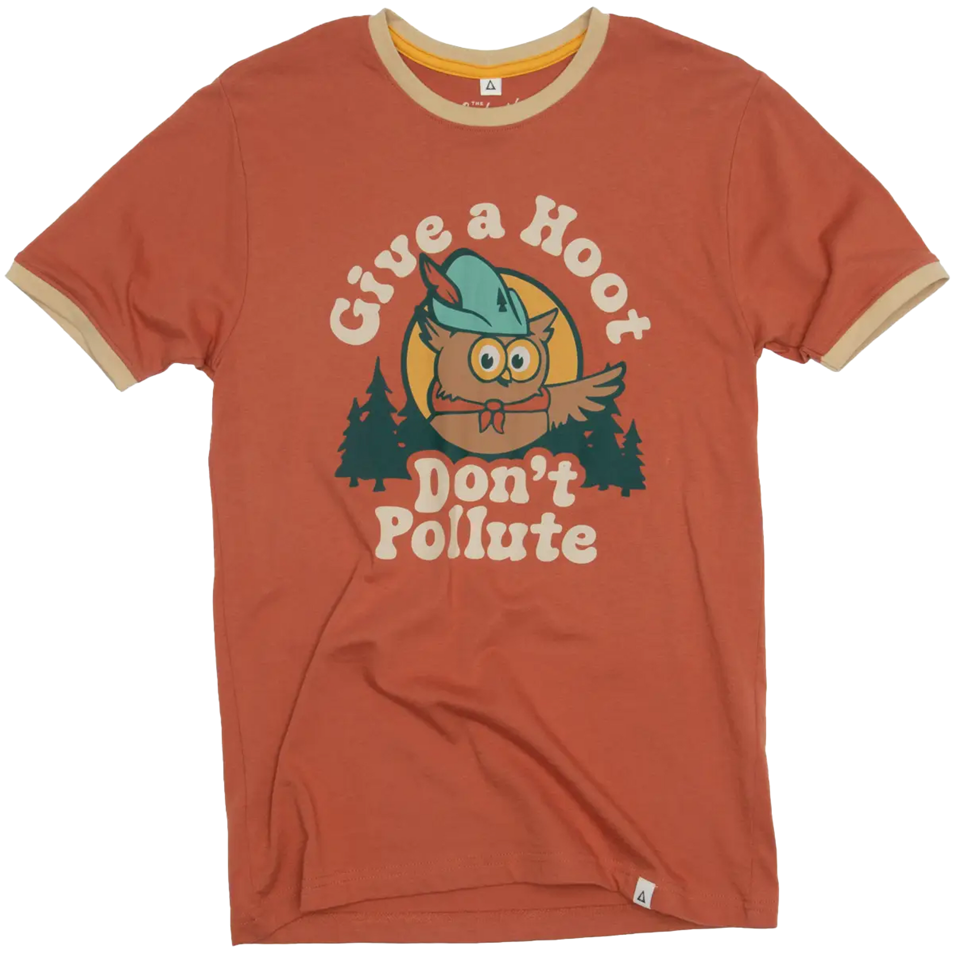 Landmark Project Give A Hoot Unisex Short Sleeve Ringer Tee Spice Fossil
