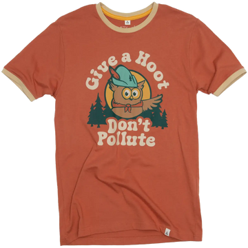 Landmark Project Give A Hoot Unisex Short Sleeve Ringer Tee Spice Fossil