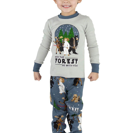 Lazyone Kid's May The Forest Be With You PJ Set On Model Front