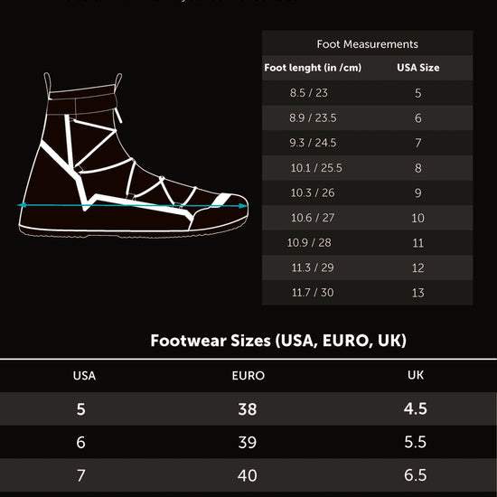 Level Six Creek Boot Size Chart