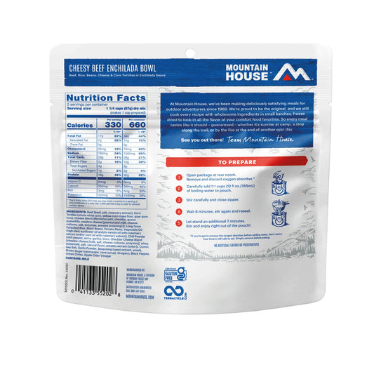 Mountain House Cheesy Beef Enchilada Bowl Ingredients