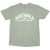 A sage green crewneck t-shirt with 'NANTAHALA OUTDOOR CENTER EST. 1970' printed in white on the front.
