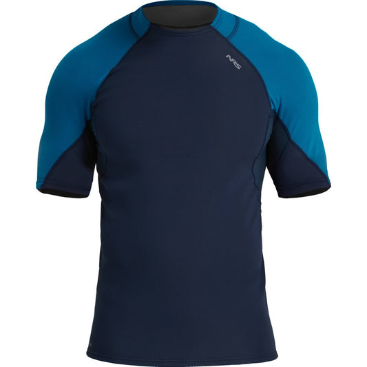 NRS Men's Hydroskin 0.5 Short Sleeve Shirt Navy Mykonos Front