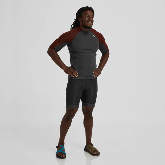 NRS Men's Hydroskin 0.5 Shorts Black Graphite On Model Front