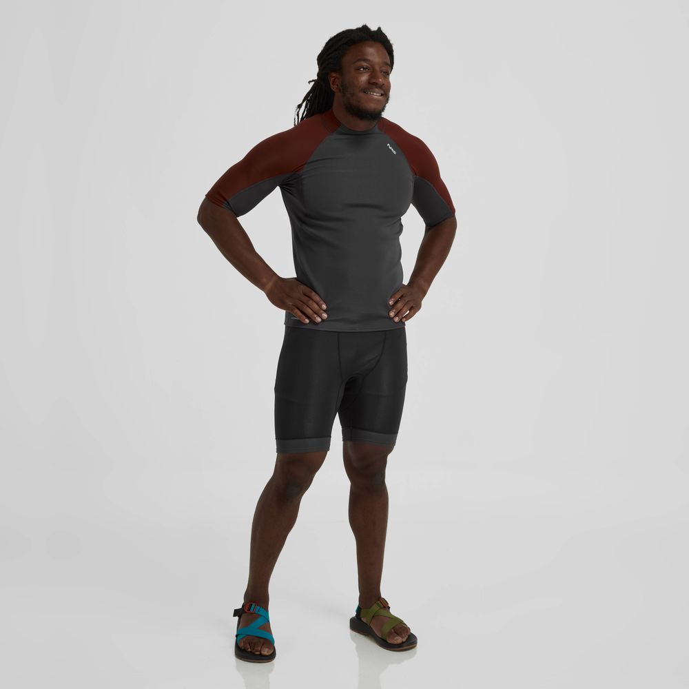 NRS Men's Hydroskin 0.5 Shorts Black Graphite On Model Front