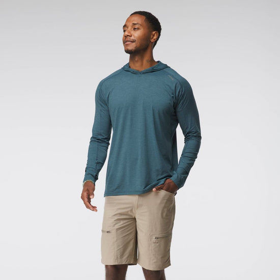 NRS Men's Silkweight Hoodie Stealth On Model Front