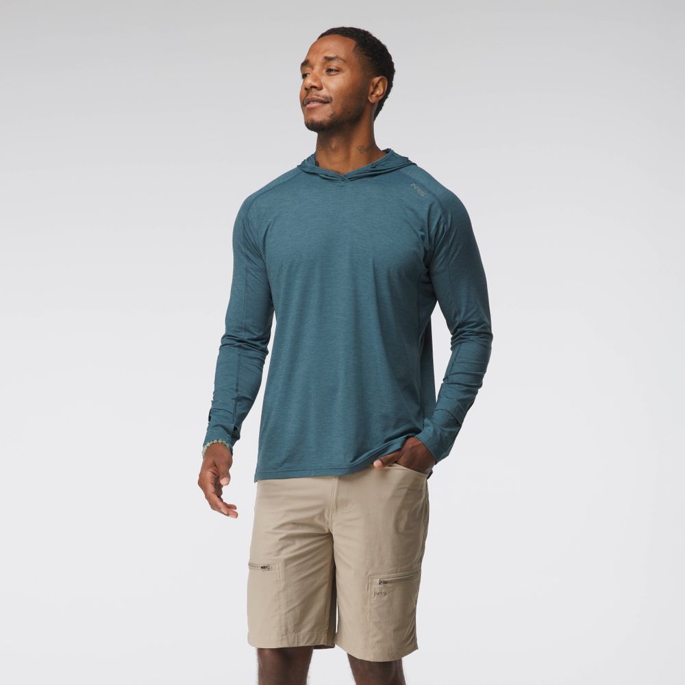NRS Men's Silkweight Hoodie Stealth On Model Front