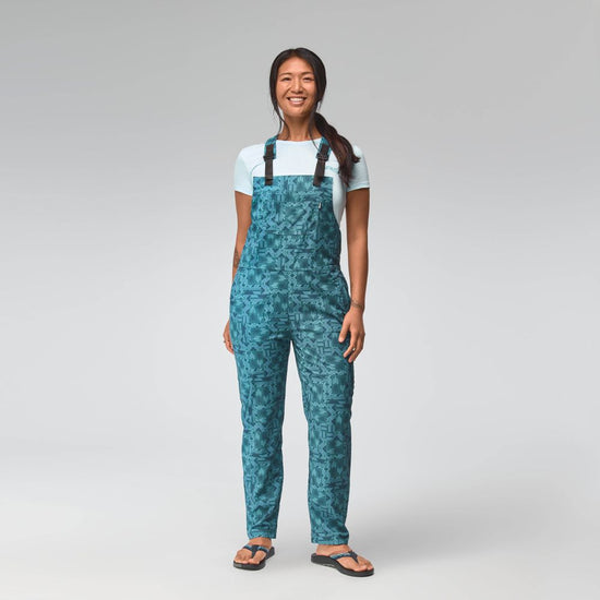 NRS Women's Eddyout Overall Stormy PNW On Model Front