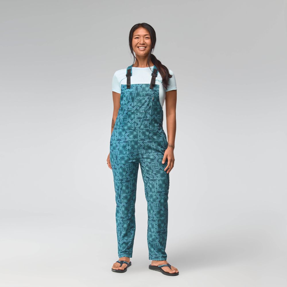 NRS Women's Eddyout Overall Stormy PNW On Model Front