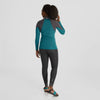 NRS Women's Hydroskin 0.5 Long Sleeve Shirt Harbor Graphite On Model Back