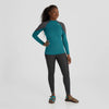 NRS Women's Hydroskin 0.5 Long Sleeve Shirt Harbor Graphite On Model Front
