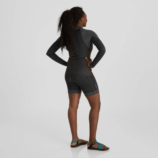 NRS Women's Hydroskin 0.5 Shorts Black On Model Back