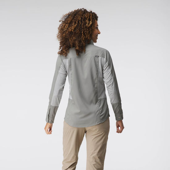 NRS Women's Long Sleeve Guide Shirt Pebble On Model Back