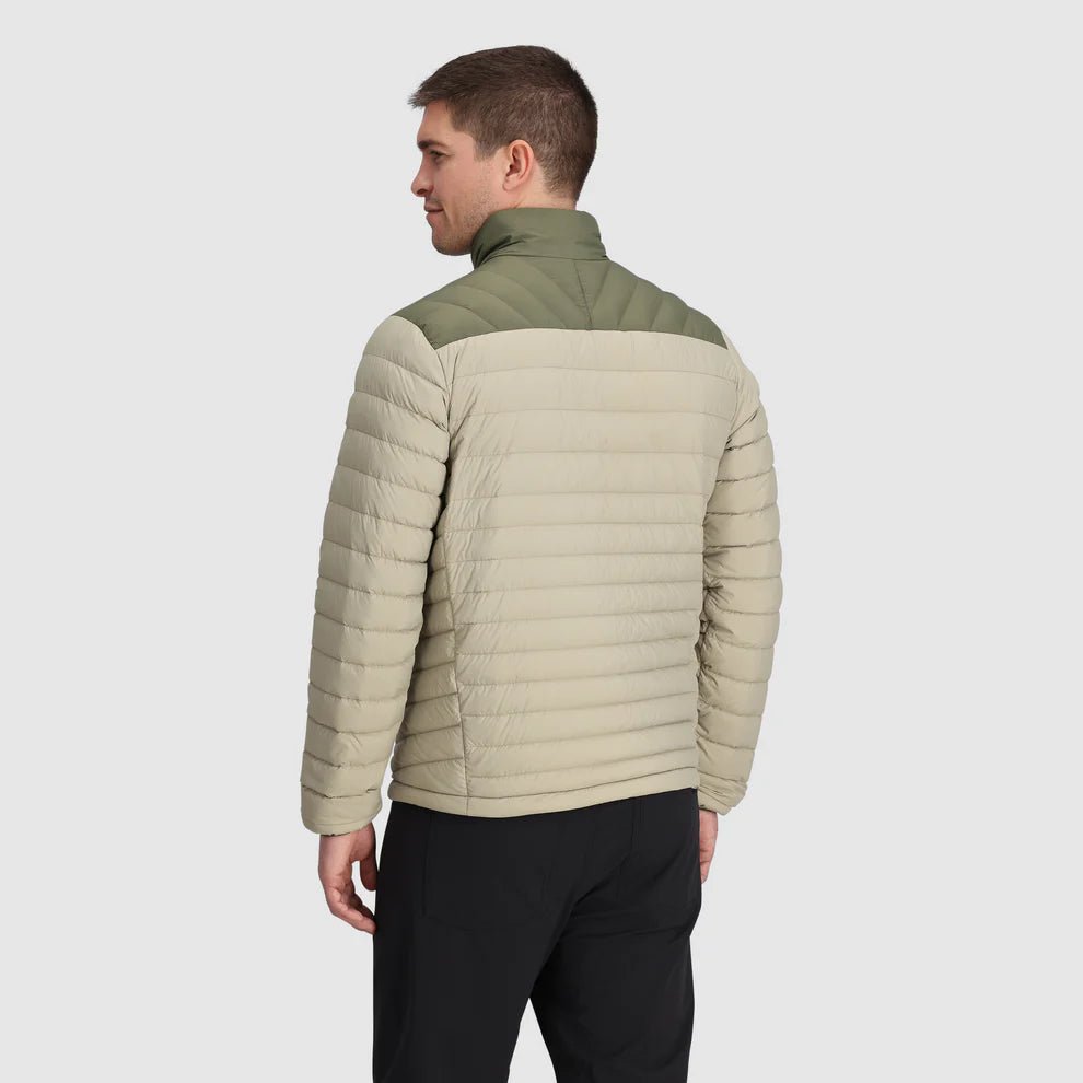 OR Men's Transcendent Down Jacket Pro Khaki Ranger Green On Model Back