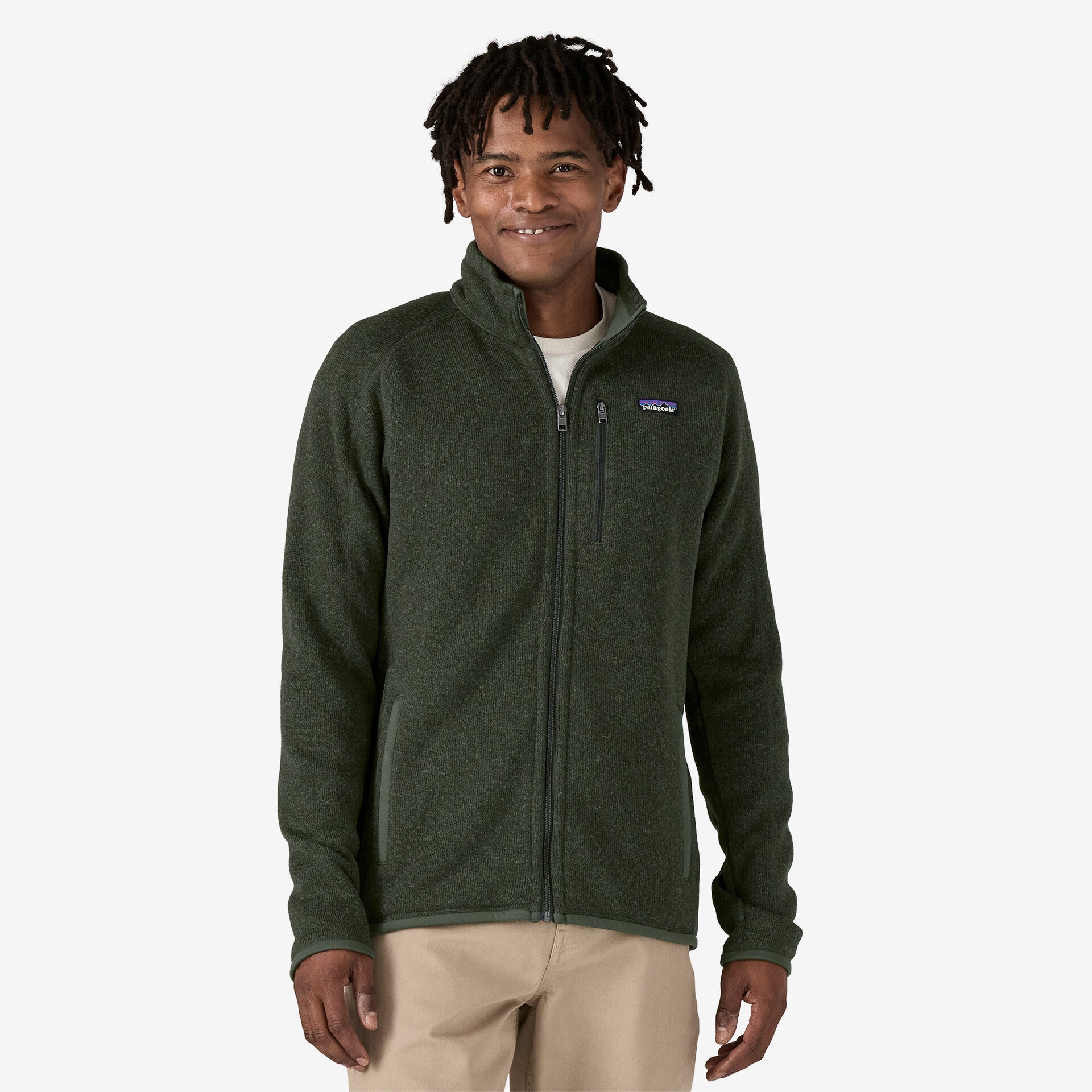 Patagonia Men's Better Sweater Fleece Jacket Torrey Pine Green On Model Front