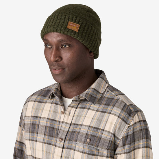 Patagonia Brodeo Beanie 73 Skyline Pine Needle Green On Model