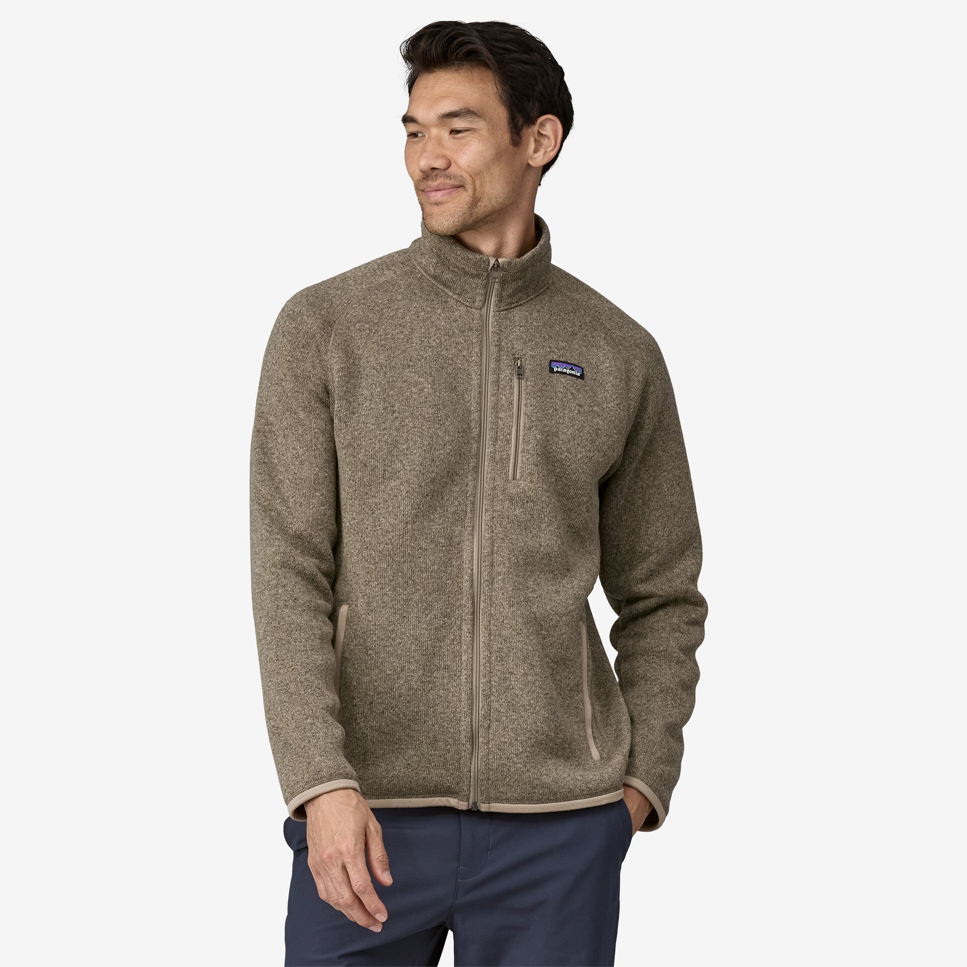 Patagonia Men's Better Sweater Fleece Jacket Seabird Grey On Model Front