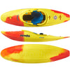 Pyranha Firecracker Half Slice Whitewater Kayak Lava Blast - Top, Side, and Hull View