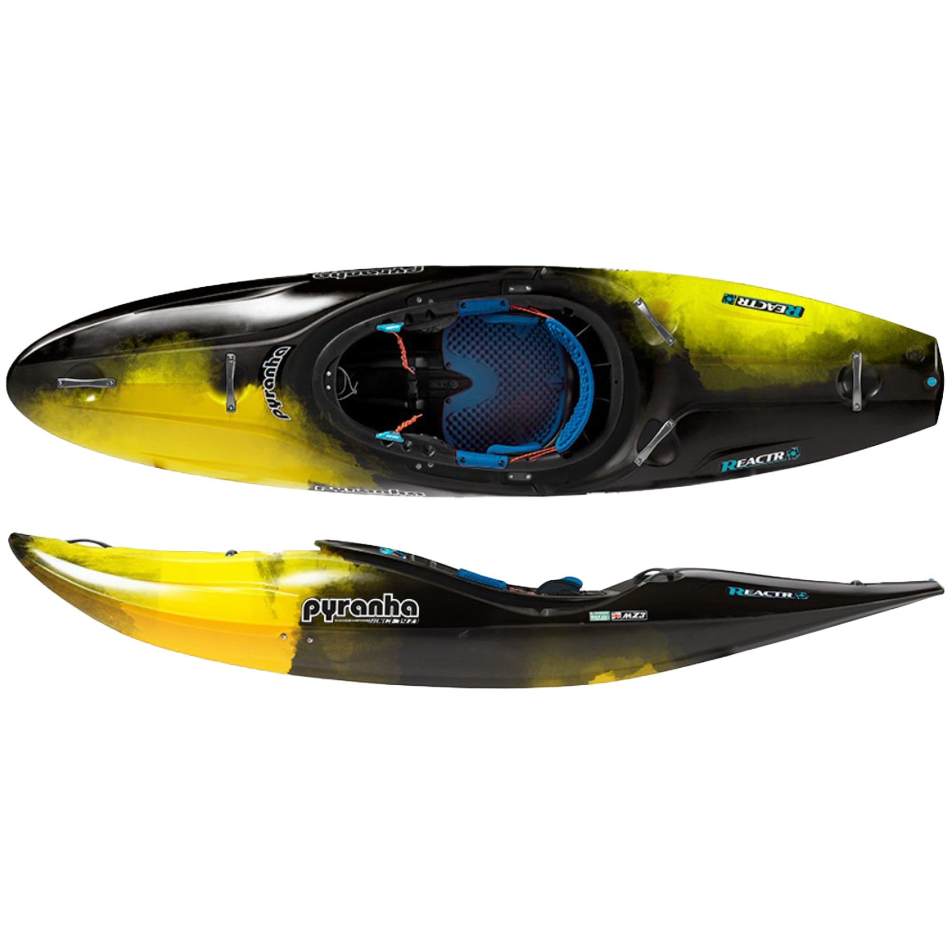 Pyranha Reactr Whitewater Kayak - Custom Color - Black/Yellow