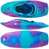 Pyranha Helectron Whitewater Freestyle Play Kayak - Cotinga Blue Top, Side, and Hull view