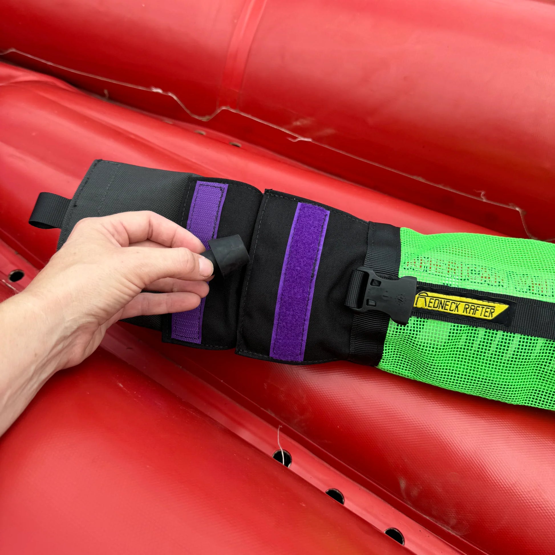 Redneck Rafter Hand Pump Bag Medium - Purple Lime Velcro Opening