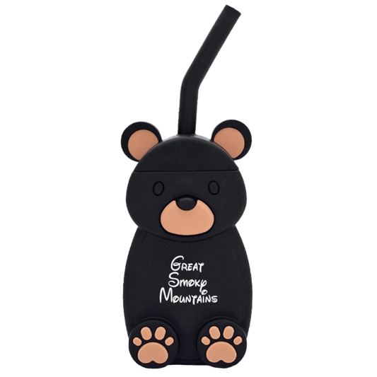 Silicon Black Bear Sippy Cup with Straw